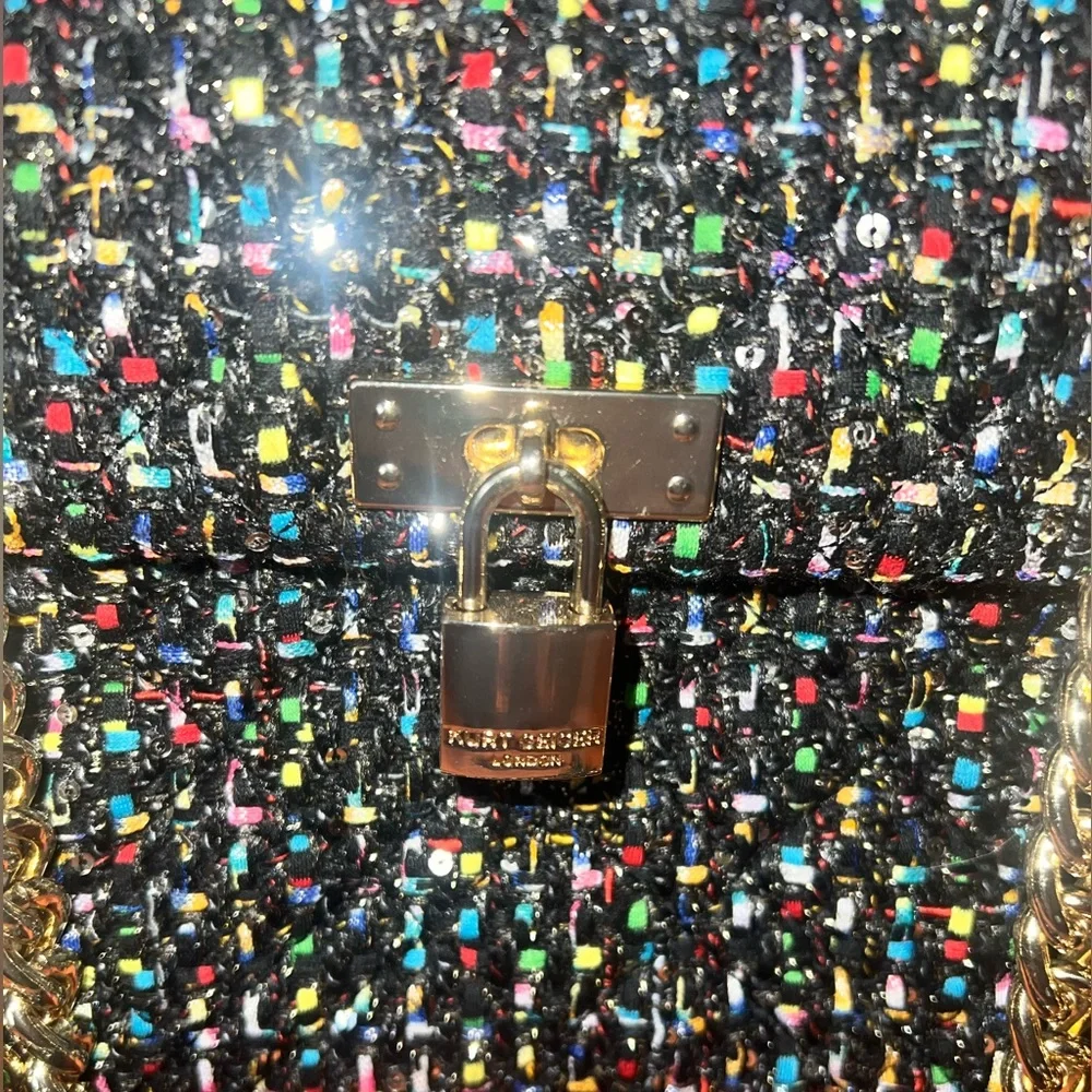 Kurt Geiger Black Multicolor Tweed Shoulder Bag - Picture 2 of 5